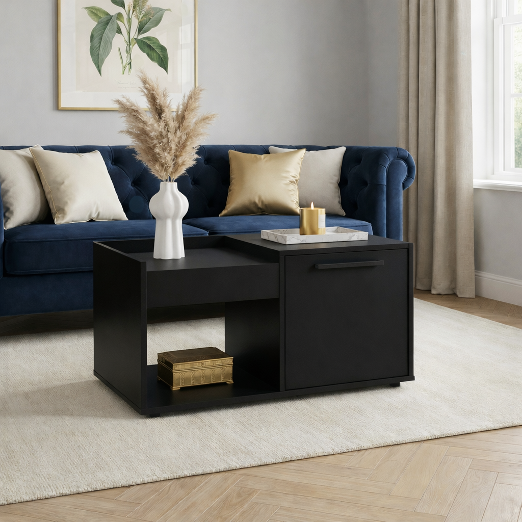 Nova Coffee Table with Storage – Black