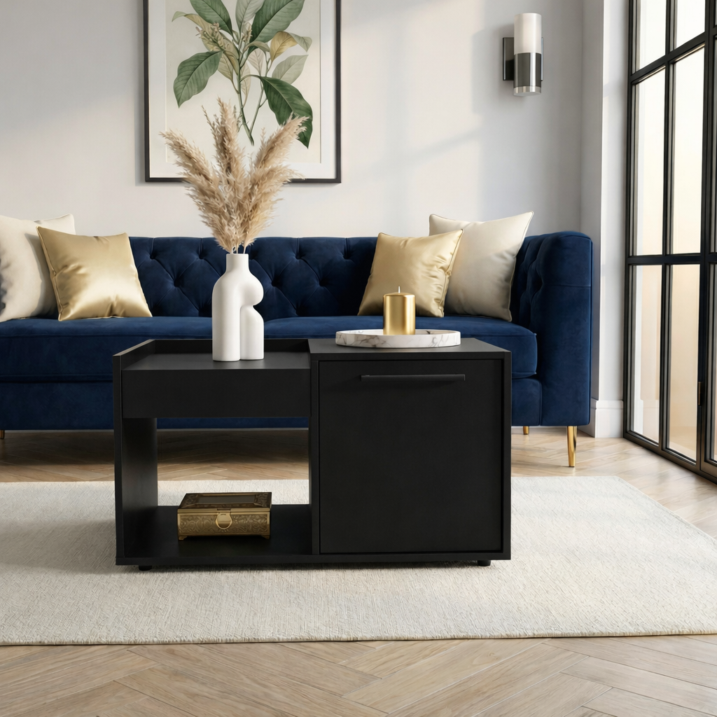 Nova Coffee Table with Storage – Black
