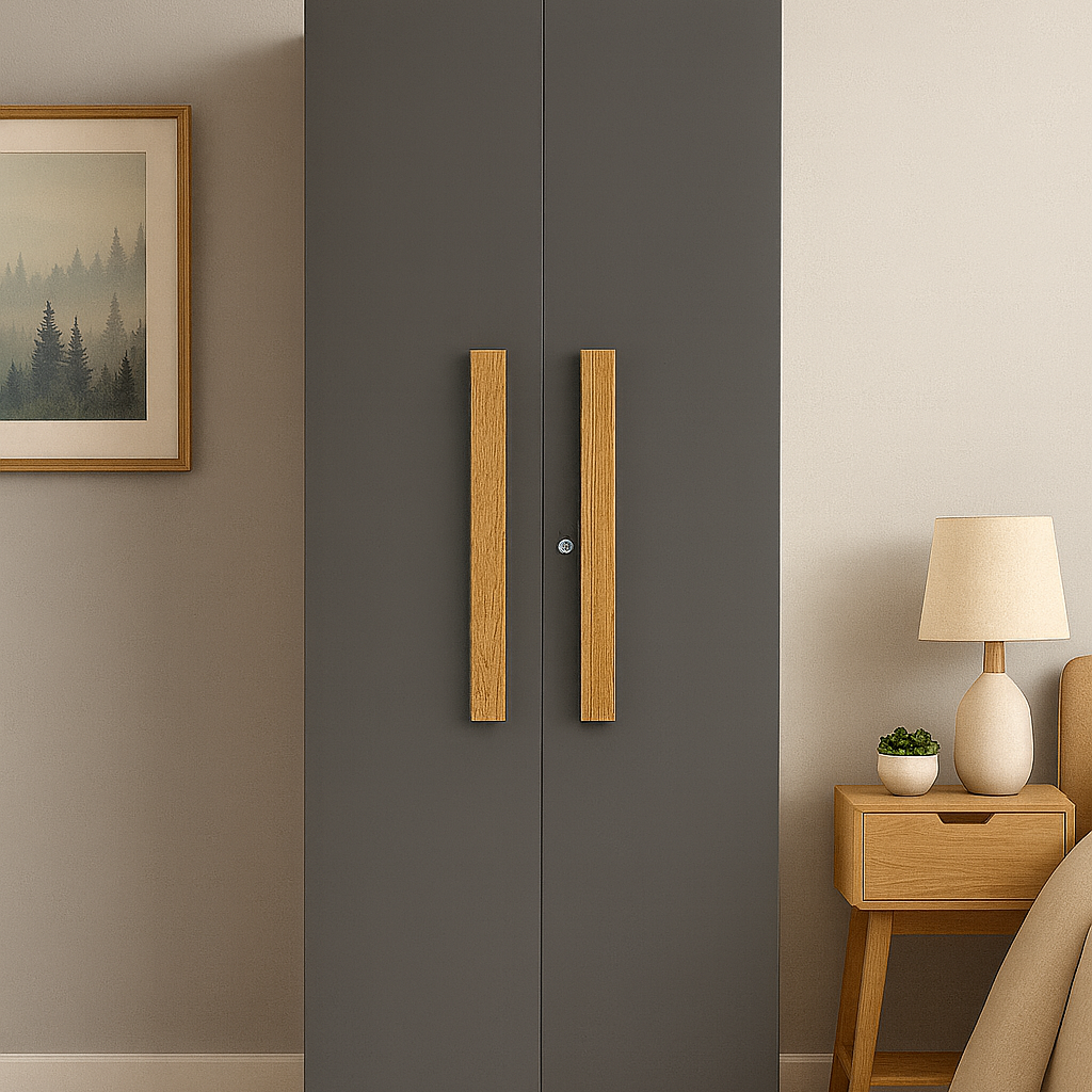Oslo 2 Door Wardrobe ( Gold Oak & Slate Grey )