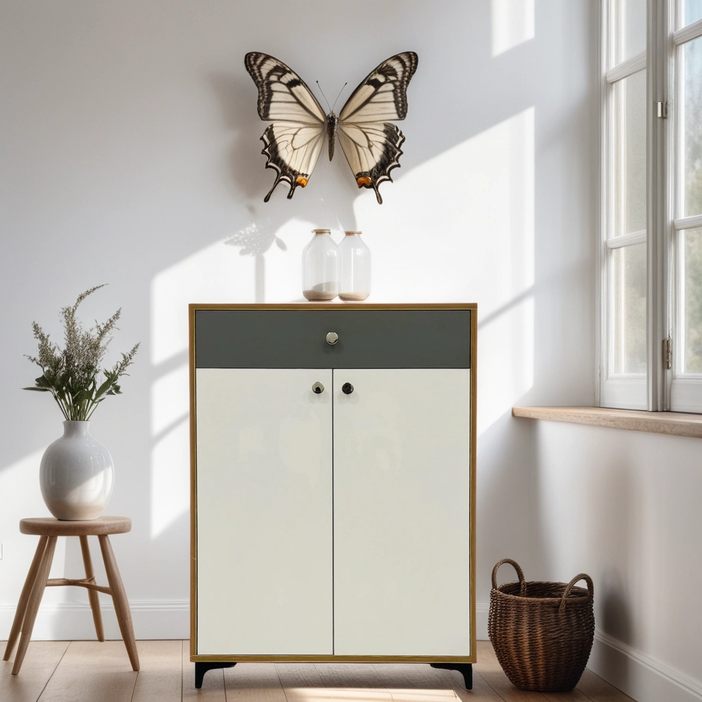 Monza Shoe Rack ( Elegant Teak, Gothic Grey & White )