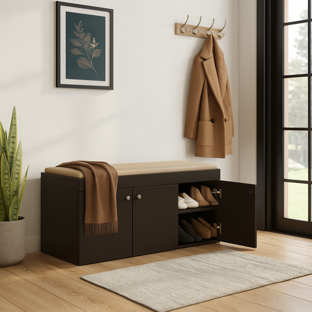 Step Seating 3 Door Shoe Rack ( Wenge )