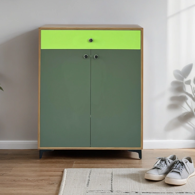 Monza Shoe Rack ( Elegant Teak & Green )