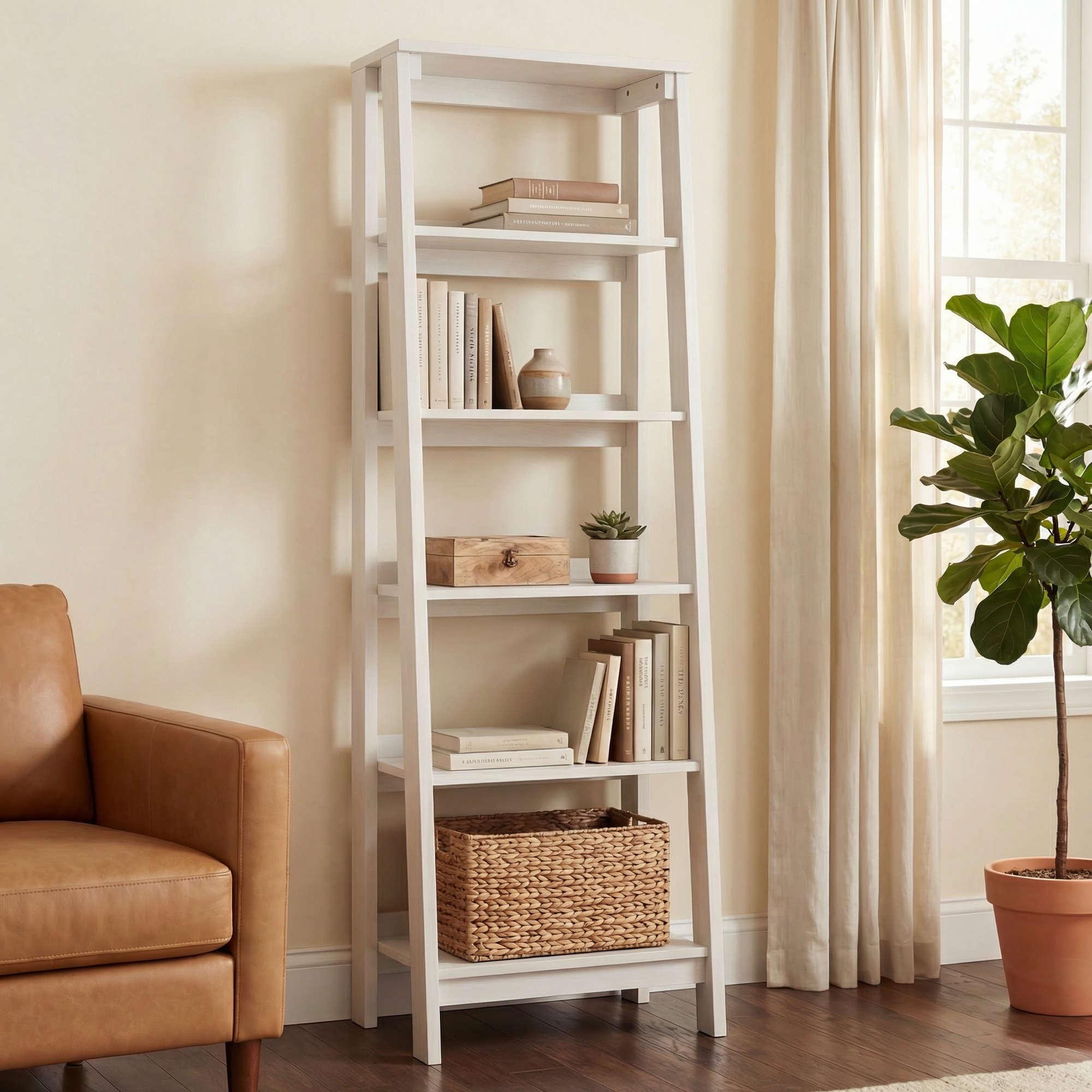 Harlow Ladder Bookcase - White
