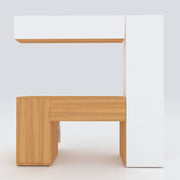 Modern Ensemble Engineered Wood Study Table with Bookshelf- Elegant Teak and White