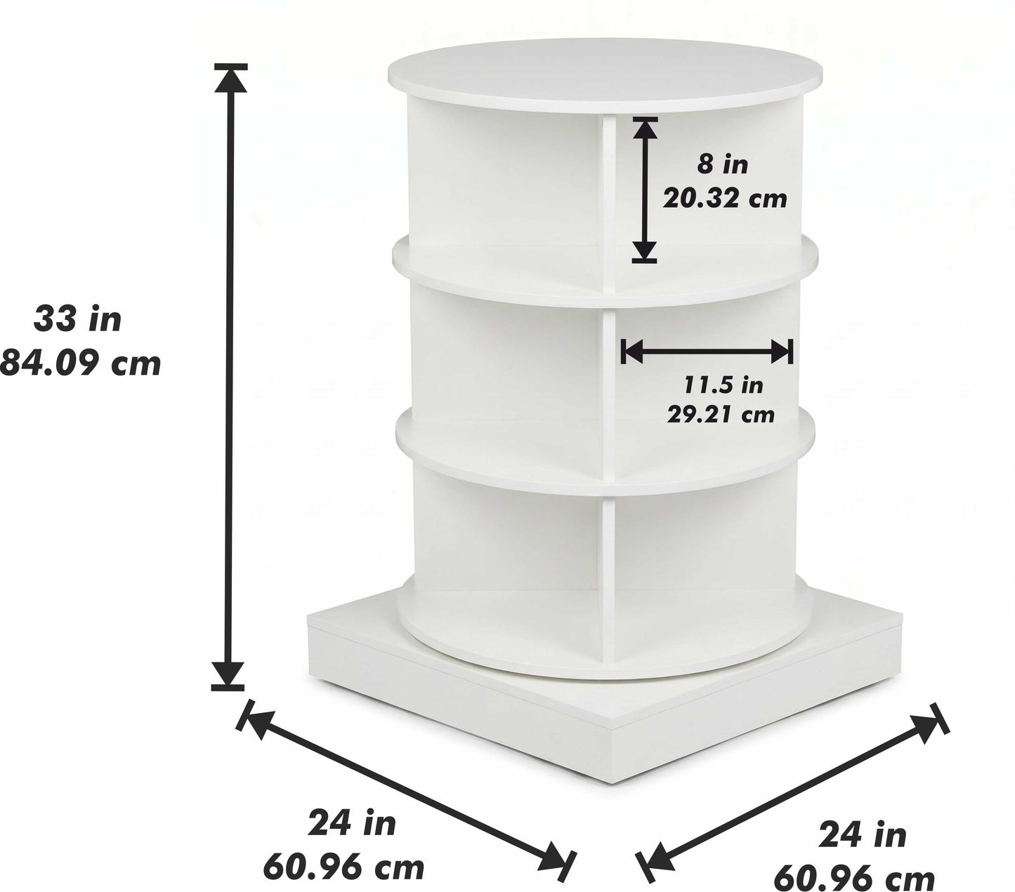 SpinPro™  360° 3 Tiers Rotating Shoe Rack with Wide Base - White