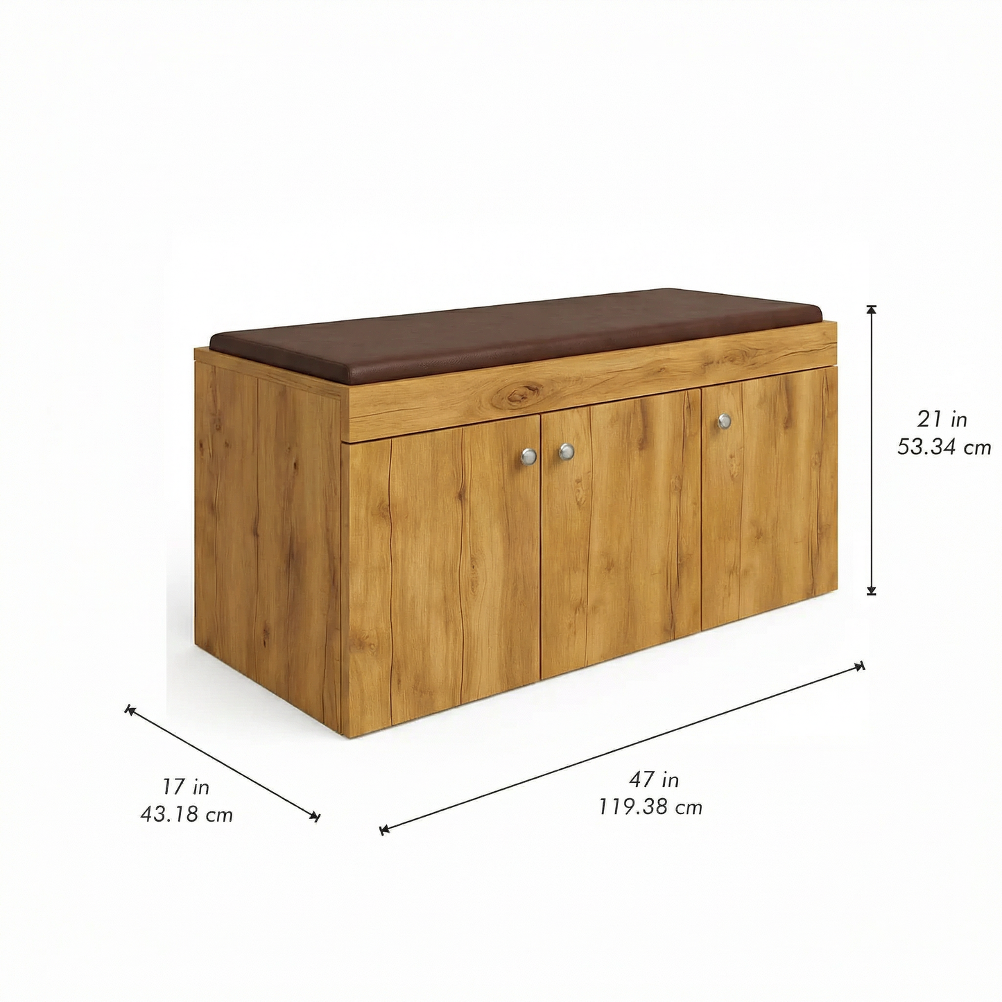 Step Seating 3 Door Shoe Rack ( Gold Oak )