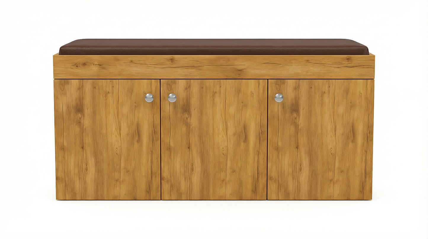 Step Seating 3 Door Shoe Rack ( Gold Oak )