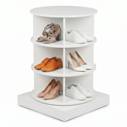 SpinPro™  360° 3 Tiers Rotating Shoe Rack with Wide Base - White
