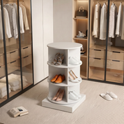 SpinPro™  360° 3 Tiers Rotating Shoe Rack with Wide Base - White