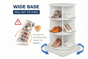 SpinPro™  360° 3 Tiers Rotating Shoe Rack with Wide Base - White