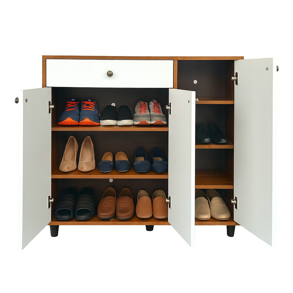 Sunshine Shoe Rack ( Exotic Teak & White )