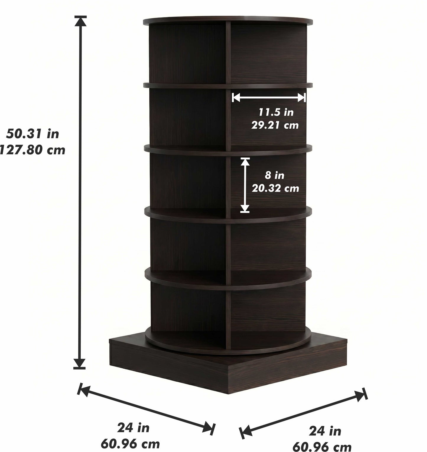 SpinPro™  360° 5 Tiers Rotating Shoe Rack with Wide Base - Wenge