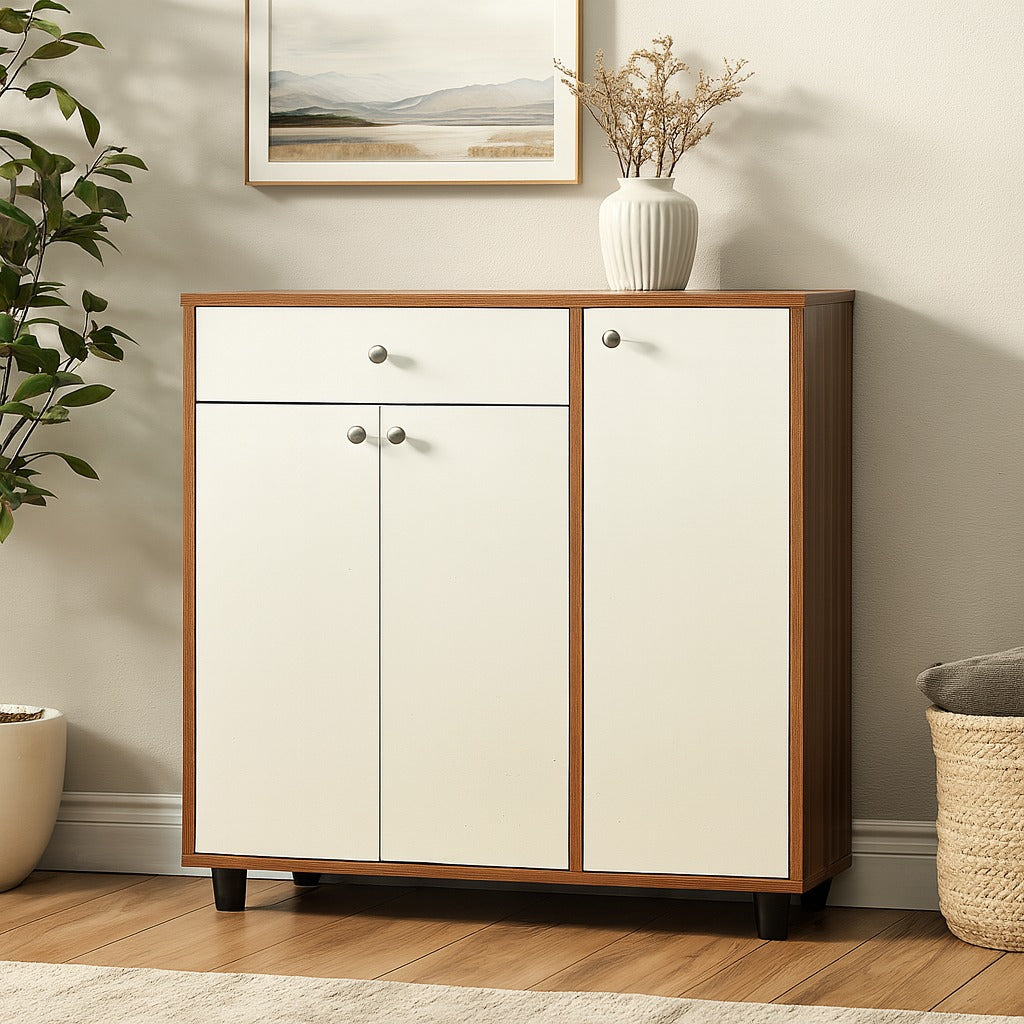 Sunshine Shoe Rack ( Exotic Teak & White )