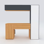 Modern Ensemble Engineered Wood Study Table with Bookshelf- Elegant Teak and Gray