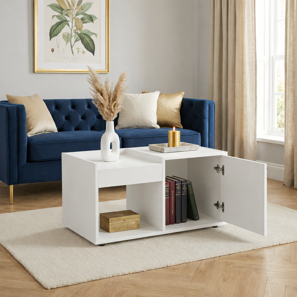 Nova Coffee Table with Storage – Frosty White