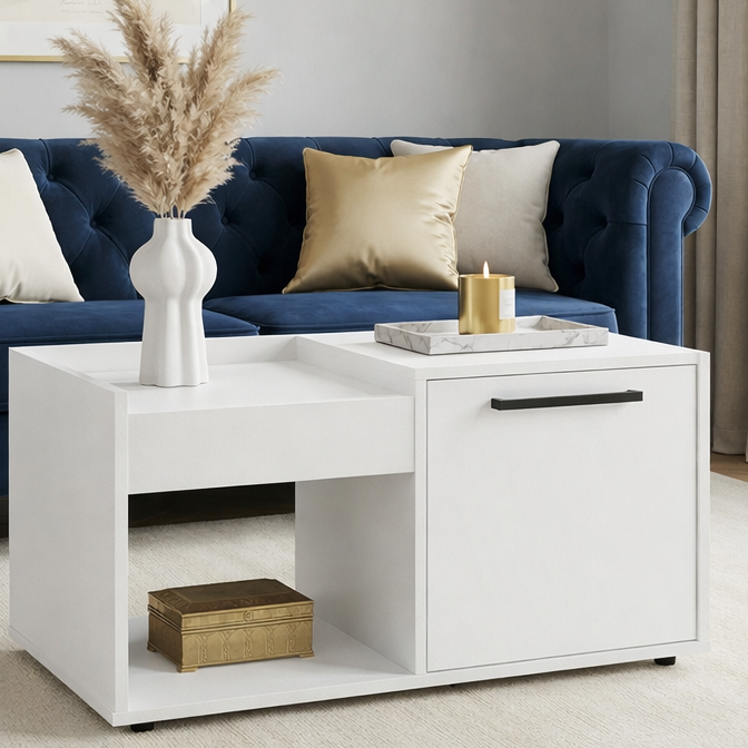 Nova Coffee Table with Storage – Frosty White