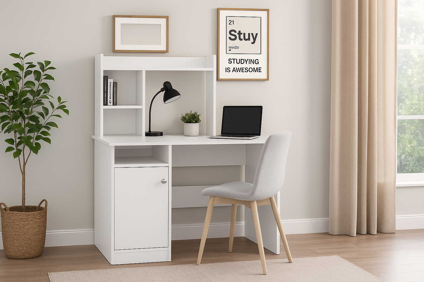 Focus Station Study Table - White