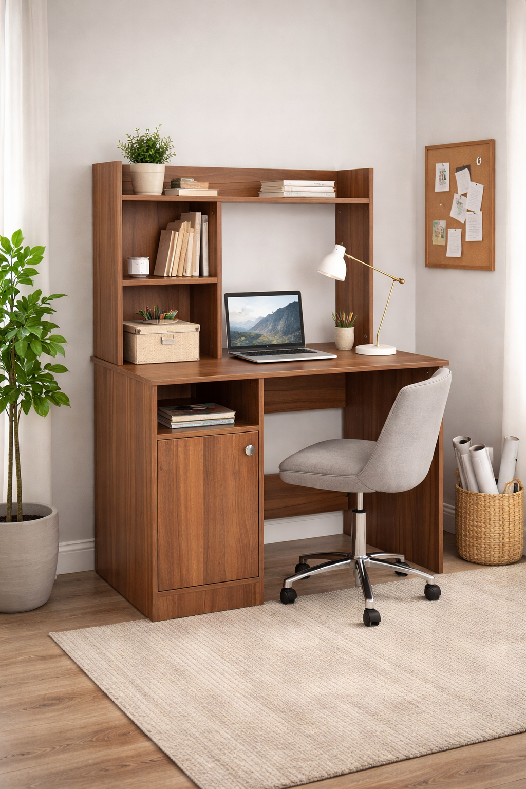 Focus Station Study Table - Exotic Teak