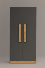 Oslo 2 Door Wardrobe ( Gold Oak & Slate Grey )