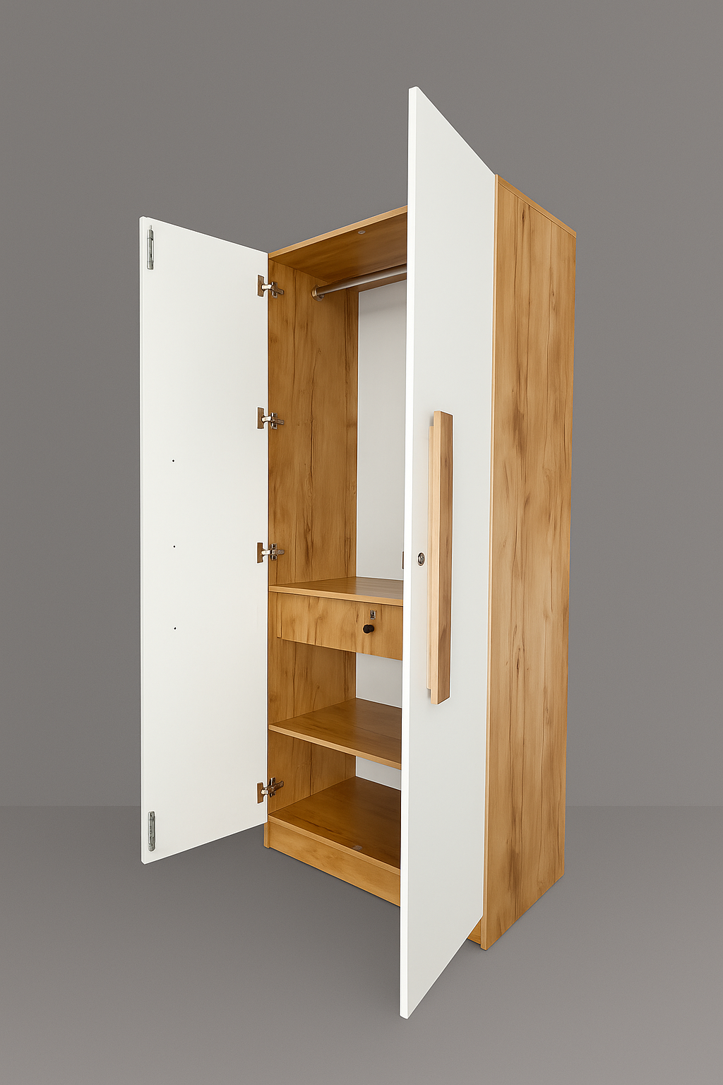Oslo 2 Door Wardrobe ( Gold Oak & White )