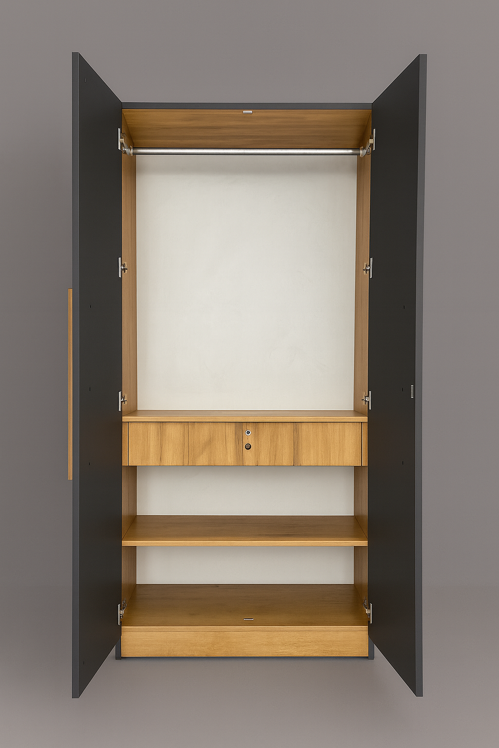 Oslo 2 Door Wardrobe ( Gold Oak & Slate Grey )