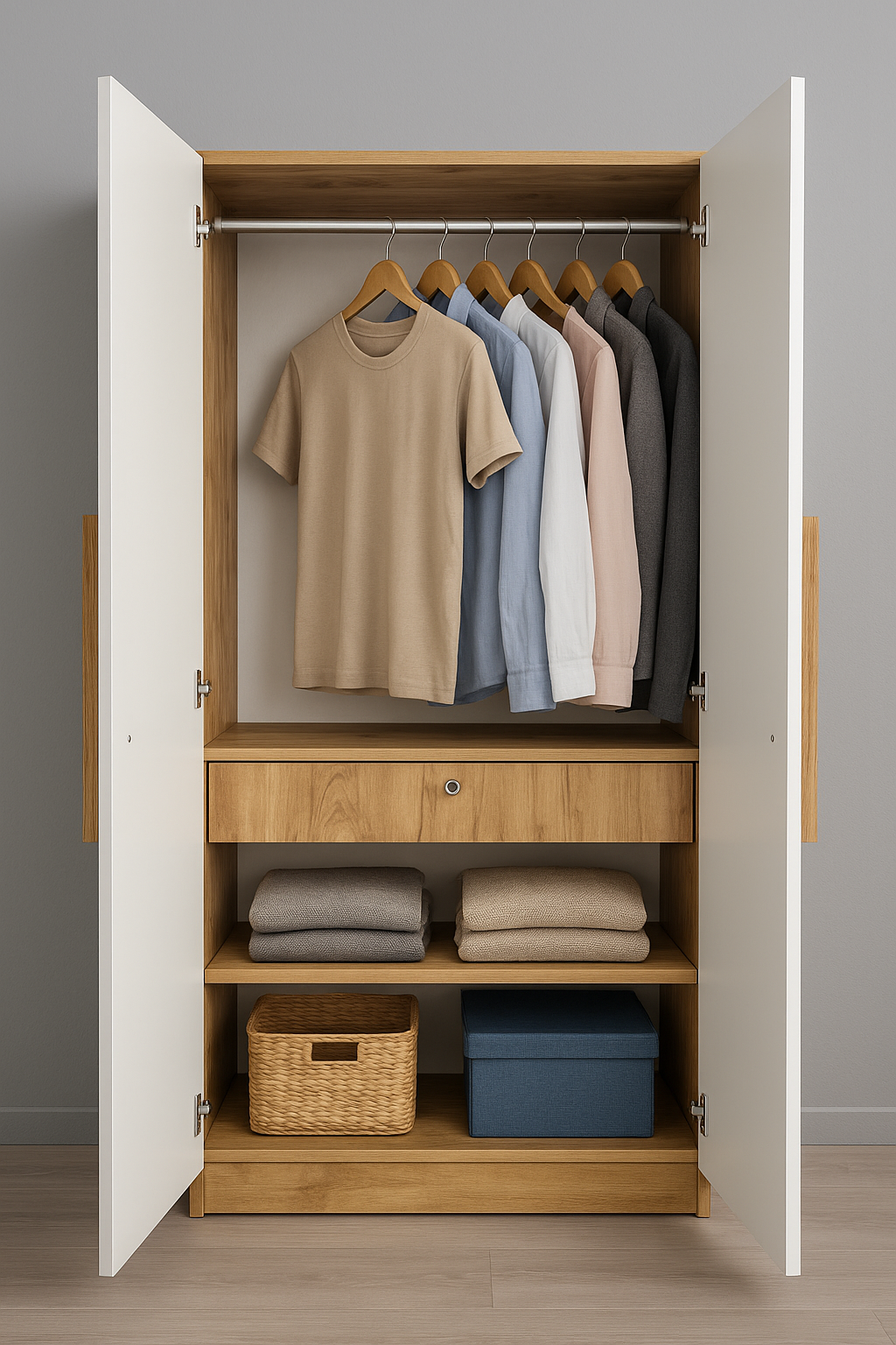 Oslo 2 Door Wardrobe ( Gold Oak & White )