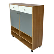 Teak Harmony Shoe Rack ( Elegant Teak, Gothic Grey & White )