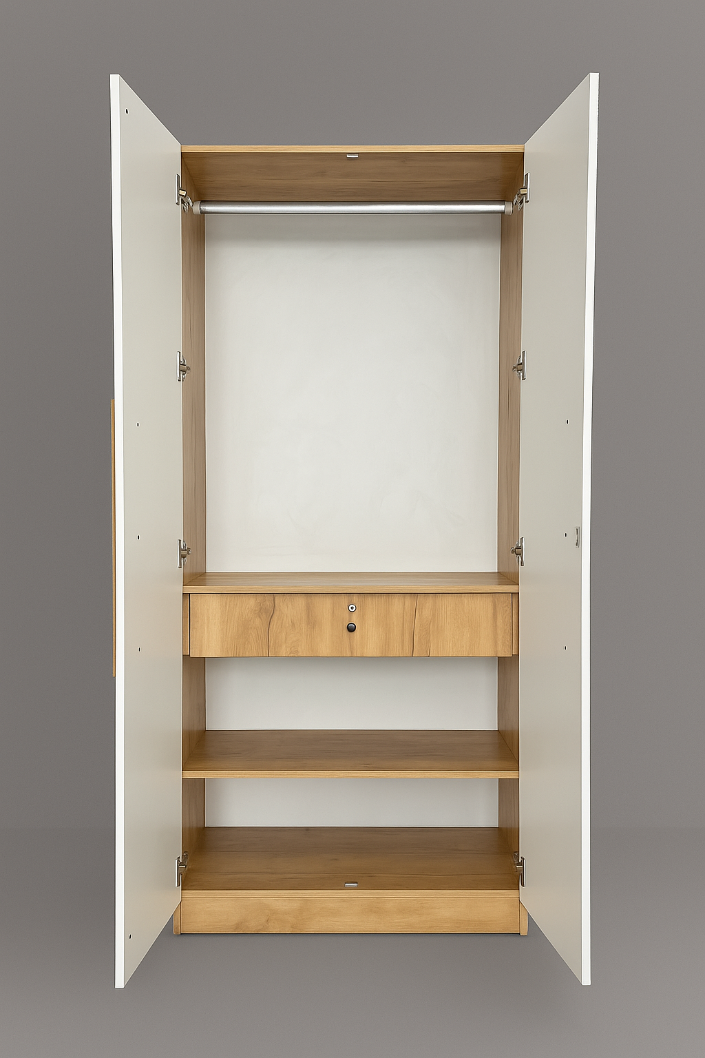 Oslo 2 Door Wardrobe ( Gold Oak & White )