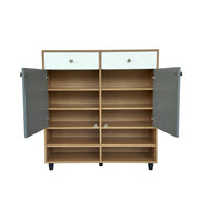 Teak Harmony Shoe Rack ( Elegant Teak, Gothic Grey & White )