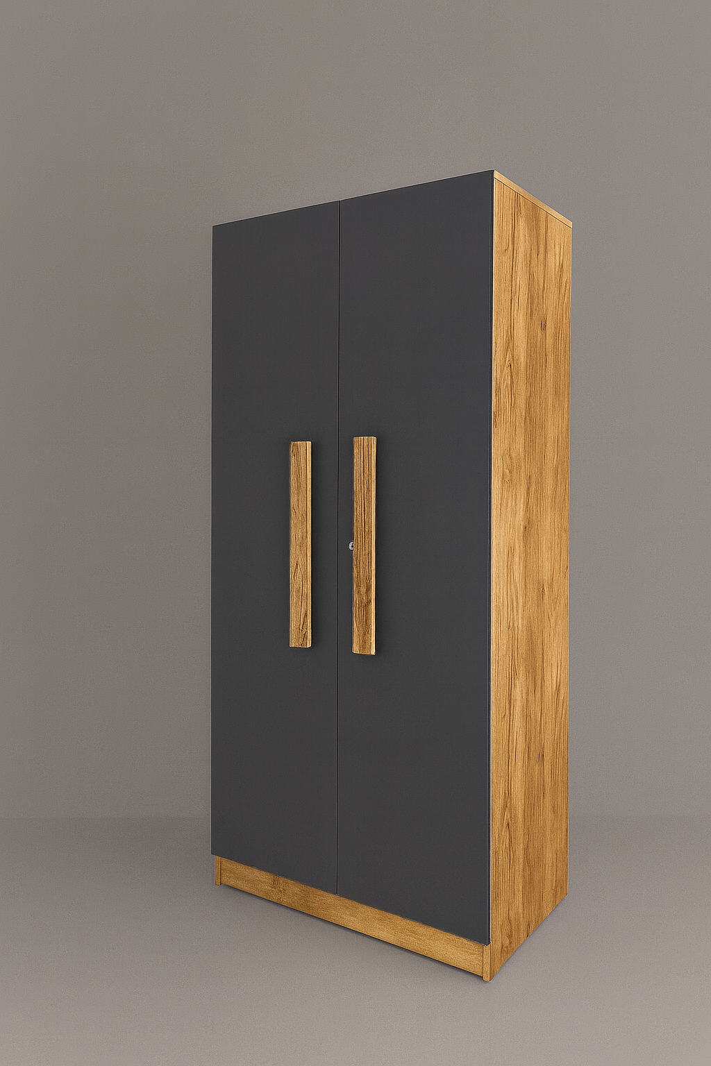 Oslo 2 Door Wardrobe ( Gold Oak & Slate Grey )