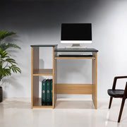 Computer Desk - Teak and Black