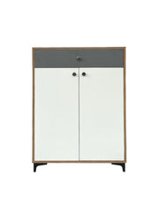 Monza Shoe Rack ( Elegant Teak, Gothic Grey & White )