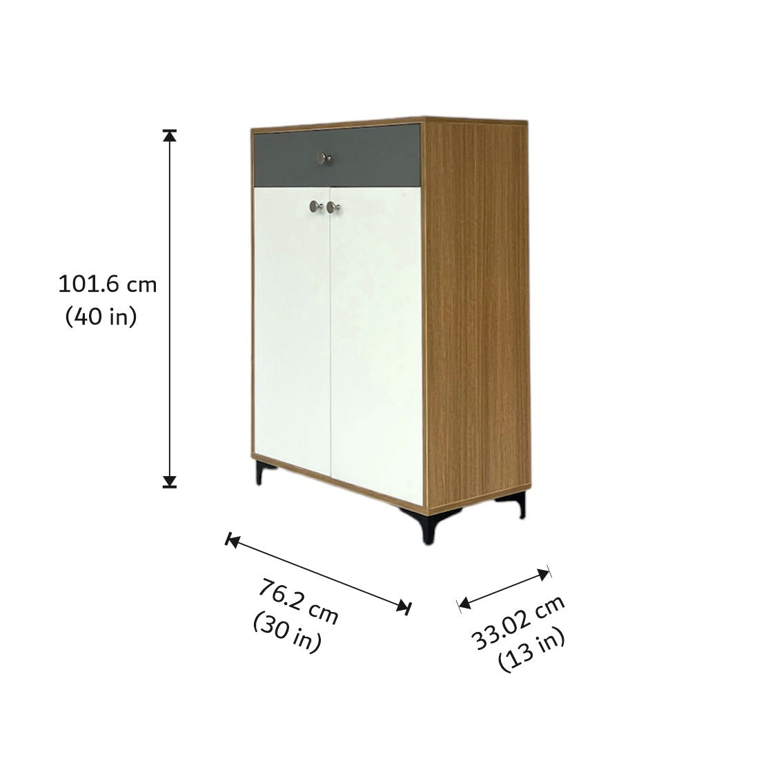 Monza Shoe Rack ( Elegant Teak, Gothic Grey & White )
