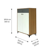 Monza Shoe Rack ( Elegant Teak, Gothic Grey & White )