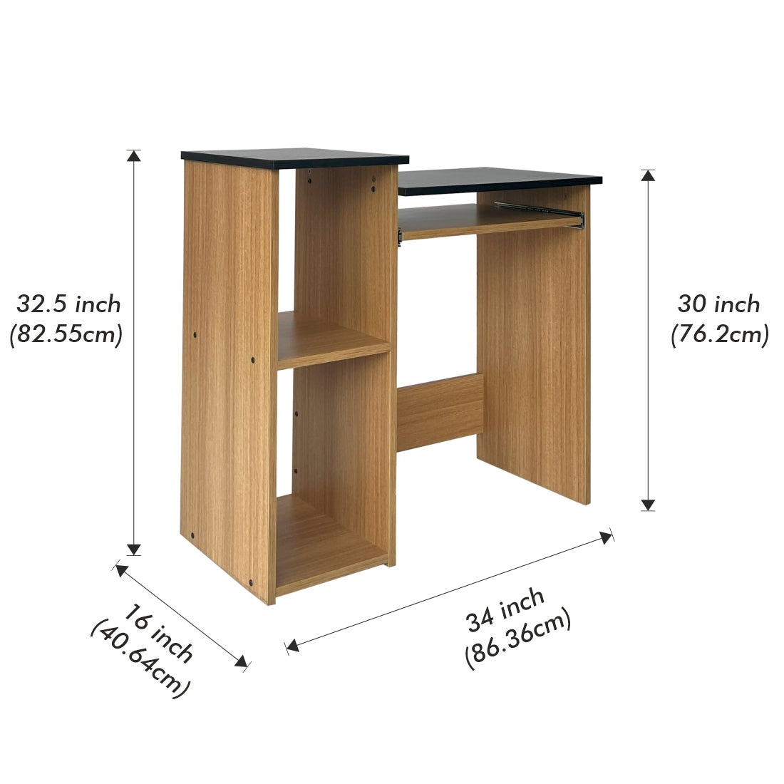 Computer Desk - Teak and Black