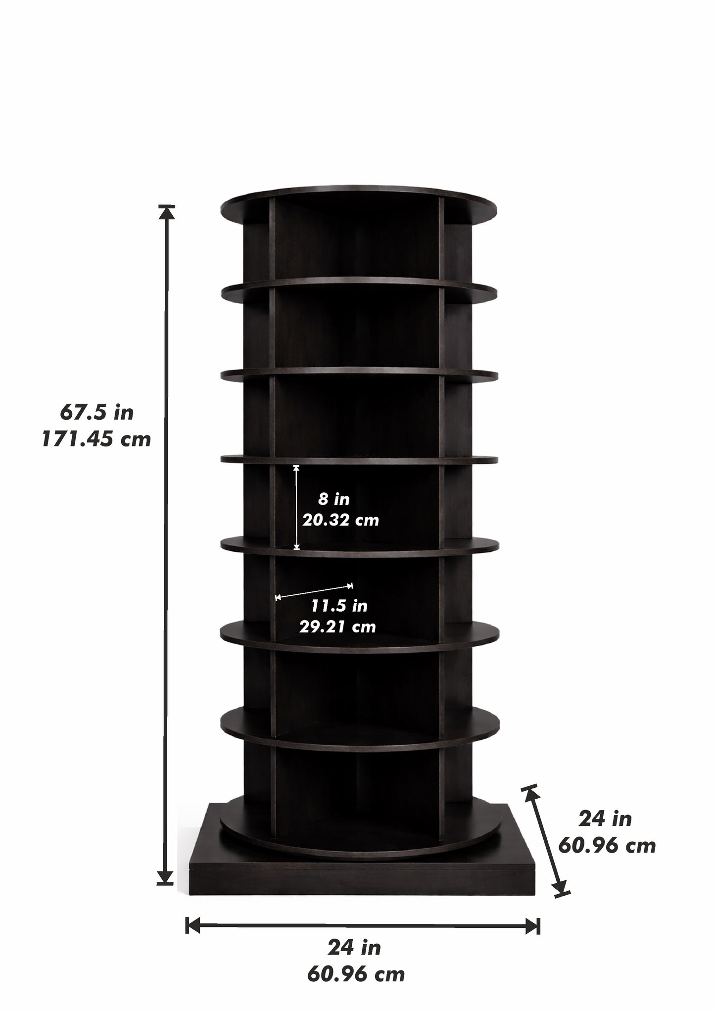SpinPro™  360° 7 Tiers Rotating Shoe Rack with Wide Base - Wenge