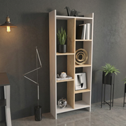 Skyline 6 Tier Bookcase (White & Gold Oak)