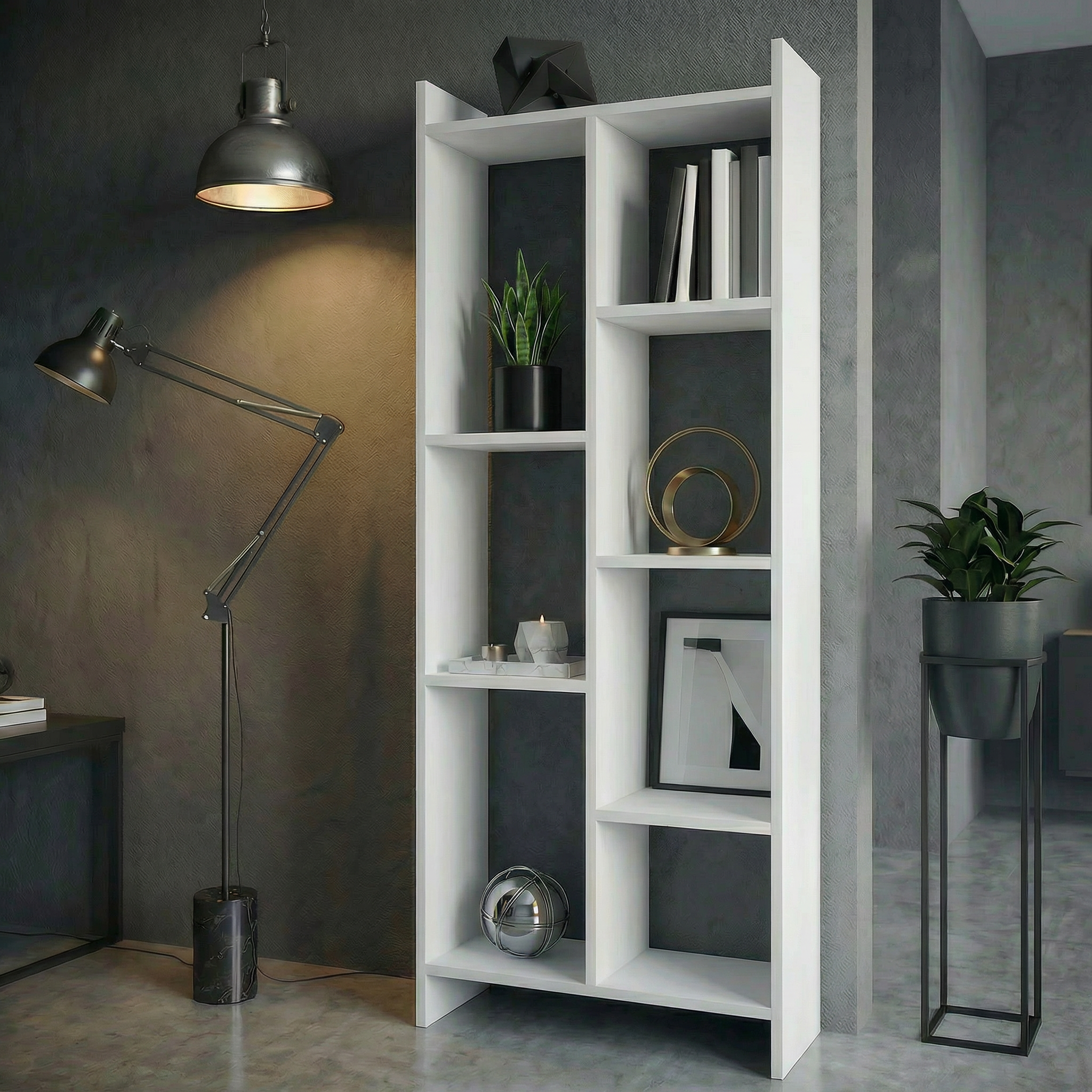 Skyline 6 Tier Bookcase (White)