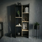 Skyline 6 Tier Bookcase (Black & Gold Oak)