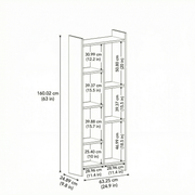 Skyline 6 Tier Bookcase (White & Gold Oak)
