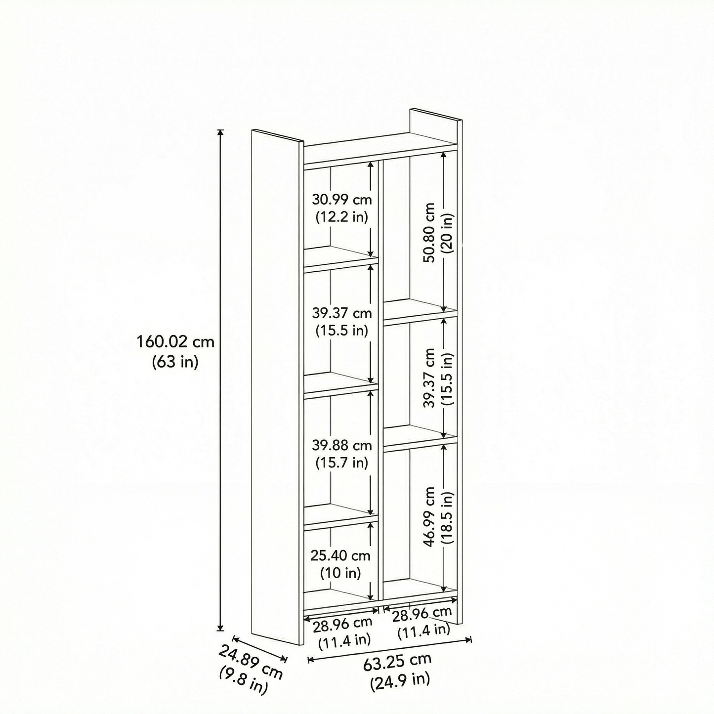 Skyline 6 Tier Bookcase (Slate Grey & White)