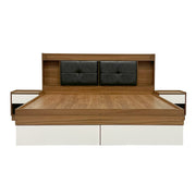 Sierra Blanco Queen Size Bed - Exotic Teak & Frosty White