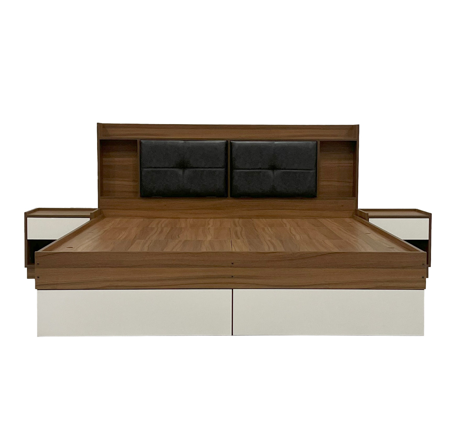 Sierra Blanco King Size Bed - Exotic Teak & Frosty White