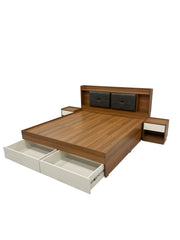 Sierra Blanco Queen Size Bed - Exotic Teak & Frosty White