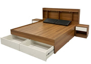 Sierra Blanco Queen Size Bed - Exotic Teak & Frosty White