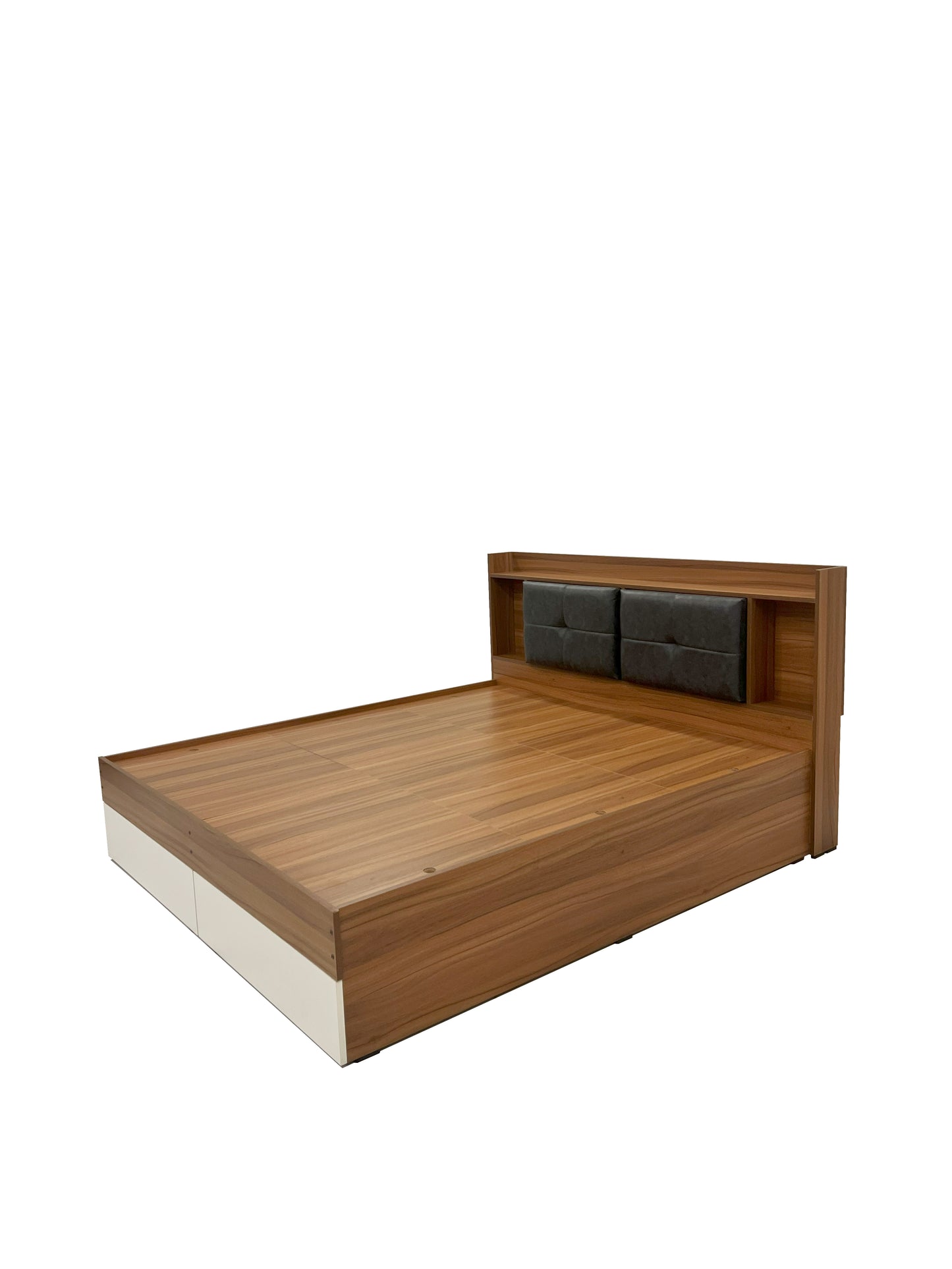 Sierra Blanco King Size Bed - Exotic Teak & Frosty White
