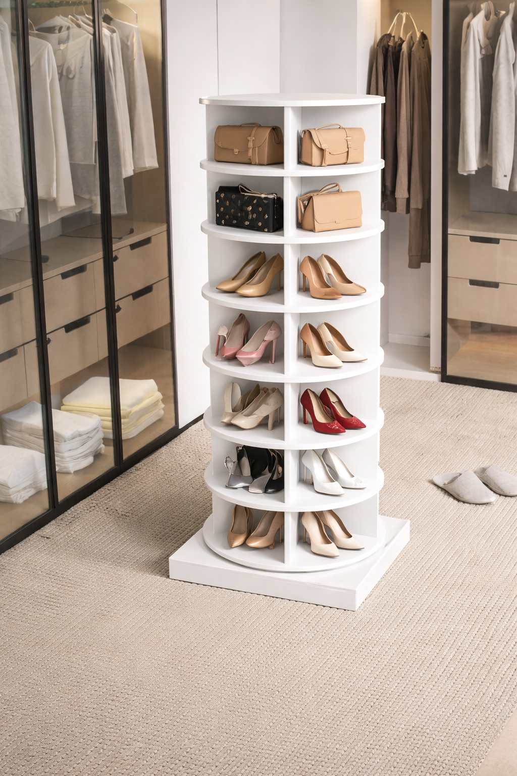 SpinPro™  360° Rotating Shoe Rack with Wide Base - White