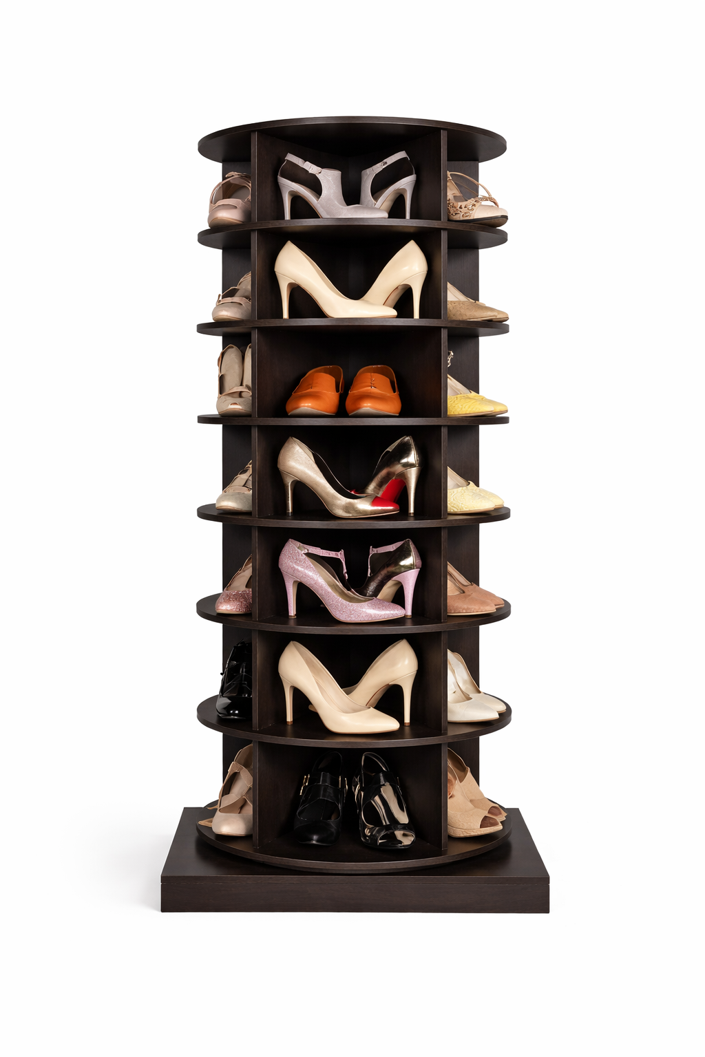 SpinPro™  360° 7 Tiers Rotating Shoe Rack with Wide Base - Wenge