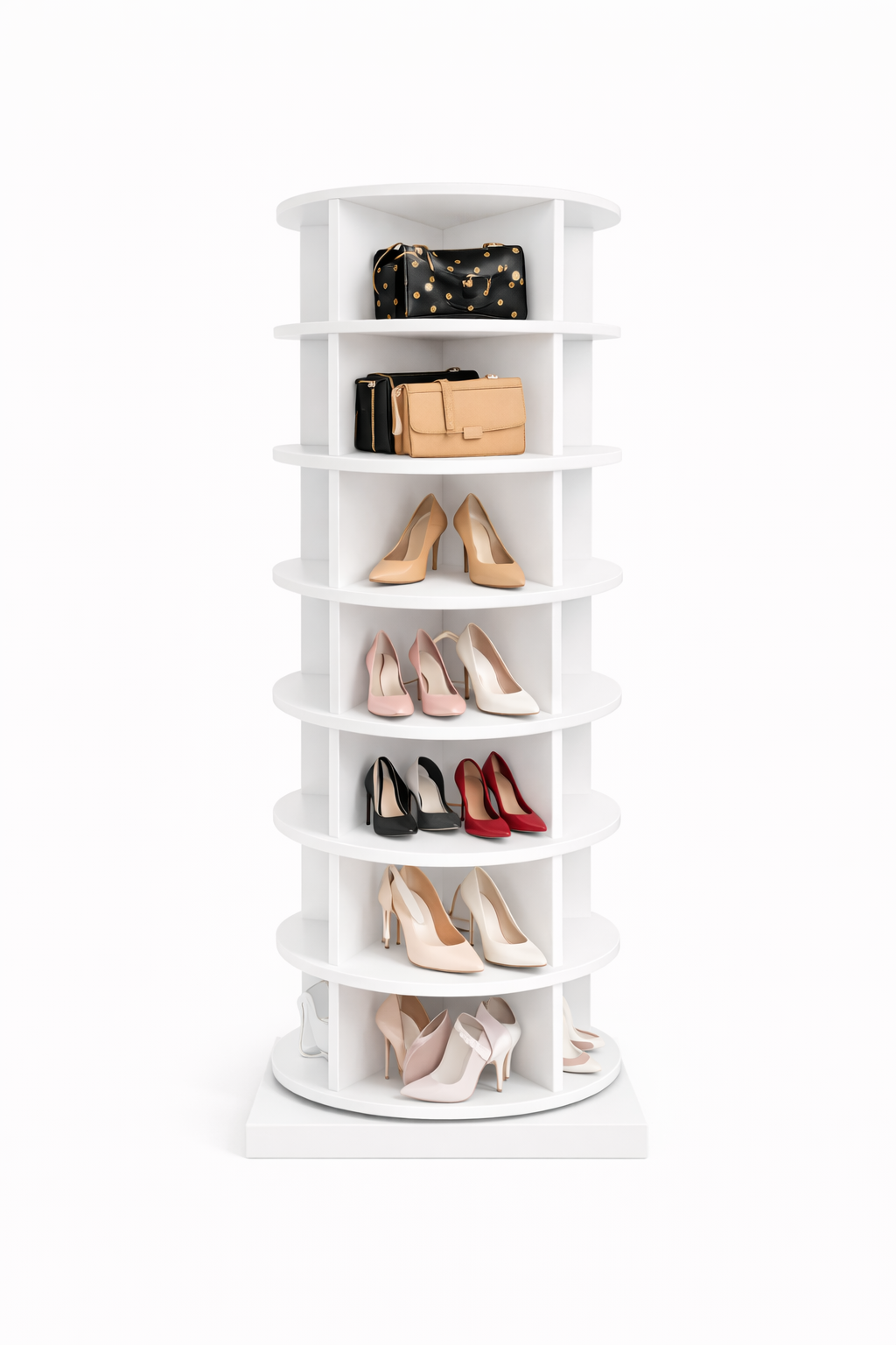 SpinPro™  360° Rotating Shoe Rack with Wide Base - White