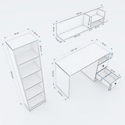 Modern Ensemble Engineered Wood Study Table with Bookshelf- Elegant Teak and White